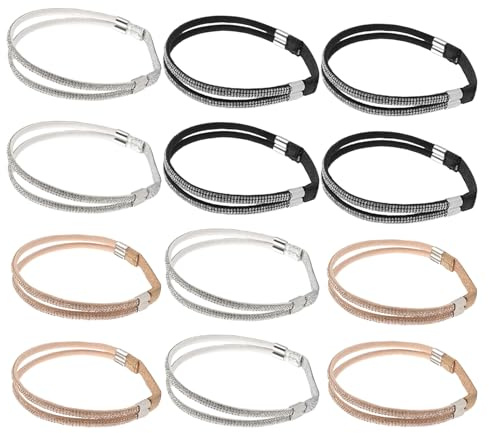 LRXIYODE Sangles Élastiques pour Chaussures à Talons Hauts Ornées de Cristaux, 6 Paires Amovibles, Réglables et Anti-dérapantes pour Occasions Formelles et Tenues Chics