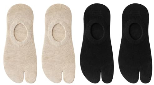 FIYIGO Chaussettes Invisibles Tabi pour Femmes, Coton Low Cut Orteil Fendu | Chaussettes à Orteils Séparés, Coupe Basse, pour Chaussures Plates, Mocassins, Baskets, Sandales