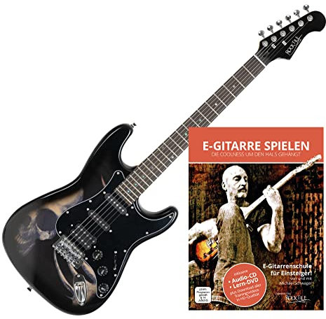 Rocktile Pro ST60-SK E-Gitarre Skull + Gitarren-Schule