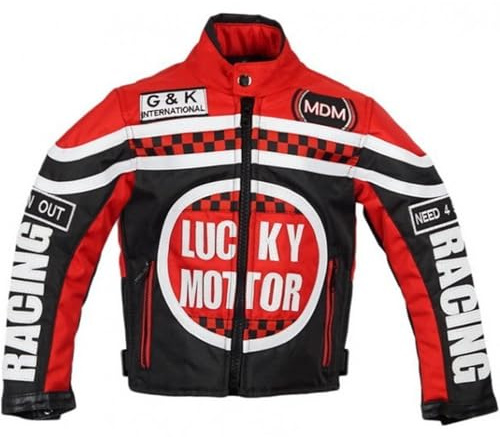 MDM Racing jacka för barn i rött, motorcykeljacka, textiljacka