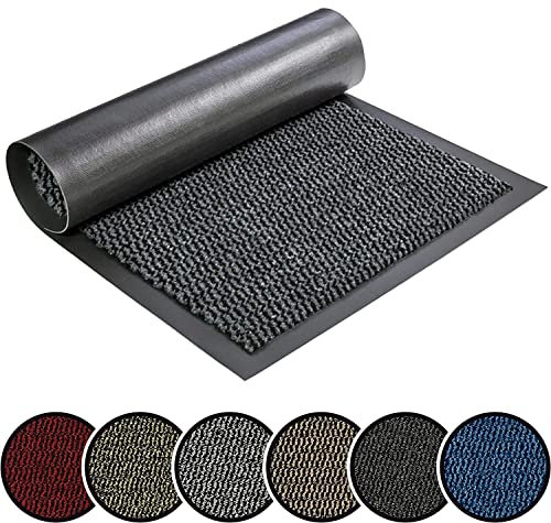 TrendMakers Barrier Mat Large Grey /Black Door Mat Rubber Backed Medium Runner Barrier Mats Rug PVC Edged Heavy Duty Kitchen Mat(80 X 120 Cm)