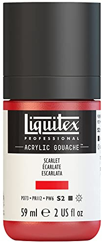 Liquitex 2059905 Professional Acryl Gouache - Scharlachrot, 59ml Flasche, matt - Acrylfarbe mit Gouache Eigenschaften, Hochdeckend, Wasserfest & Lichtecht