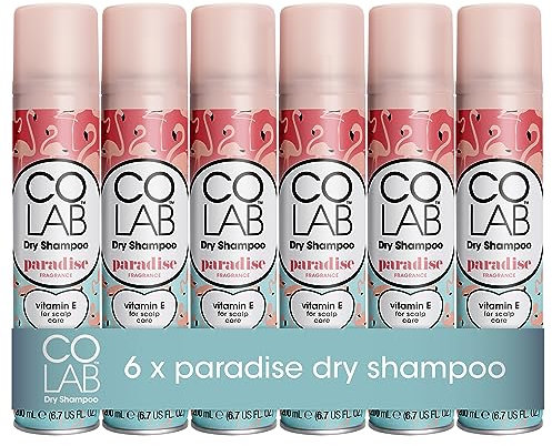 COLAB Dry Shampoo, Paradise, Pack of 6 - No Fuss, All Hair Types, Fresh Scent