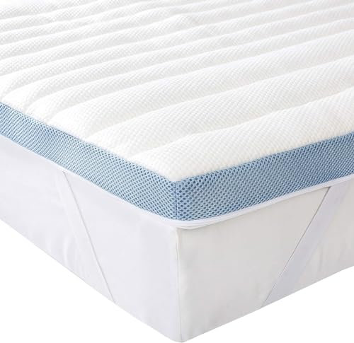 Amazon Basics Colchón de Espuma viscoelástica Topper con memoria con Funda removible y lavable, 90 x 200 cm, 5 cm, Blanco