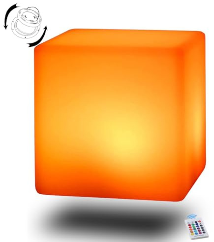BLUEYE 16-Inch LED Cube Chair Light,Detachable Charging,Cordless,Remote Control Side Table,16 RGB Color Cube Seat for Adult,Home Garden Party Decoration