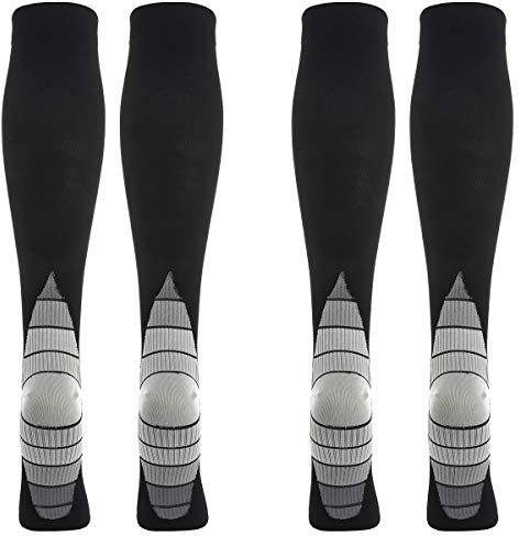 2 Paia Calze Compressione Graduata Uomo E Donna 20-30 mmHg per Sportive, Running, Trekking, Recupero, Viaggio in Aereo, Antitrombo, Vene Varicose (Grigio, L-XL)