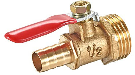 sourcing map Válvula de bola de Aire de latón del interruptor de desconexión de 1/2 NPT macho a 5/16 Púa de manguera