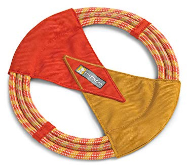 RUFFWEAR Fling-Fetch-Tug Dog Toy, Flying Disk, One Size, Sockeye Red, Pacific Ring Toy, 6035-601