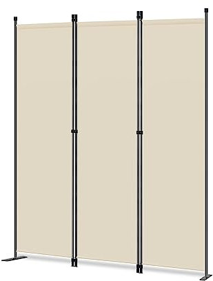Angel Living Protective Screens Room Divider Screen Folding Room Partition Wall Furniture Outdoor Screens for Patio Privacy (3 Panels Beige)