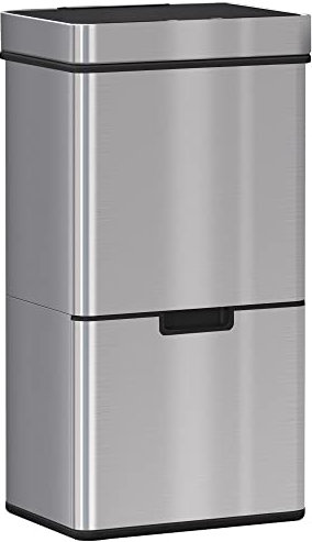 HOMCOM 72L Recycling Sensor Bin Stainless Steel 3 Compartments For Both Wet/Dry Waste w/Removable Lid Kitchen Home
