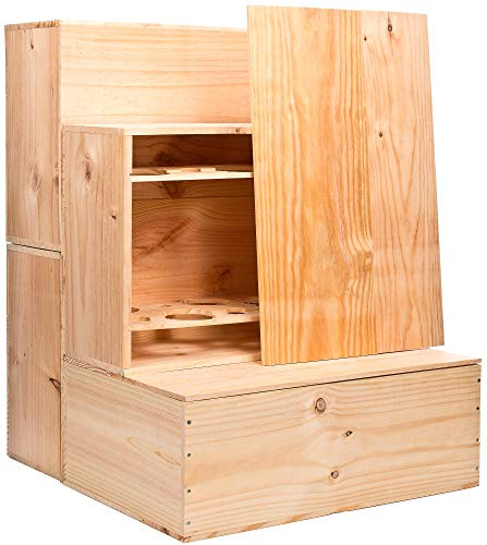 Ma Bouteille - Caisse en Bois à Clouer capacité 12 Bouteilles de Bordeaux, Bourgogne 75cl - Lot de 4