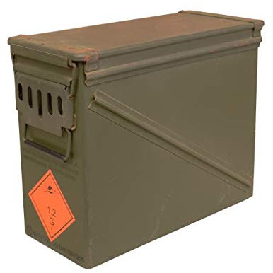 Vintage Möbel 24 GmbH Kleine Militärkiste 4API aus Metall - Militär Truhe Offizierskoffer Aufbewahrungskiste Munitionsbox Militaria