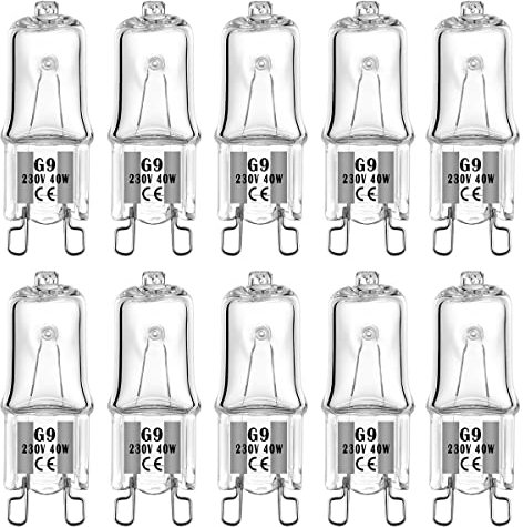 Lampada alogena speciale G9 40W per lampada da forno a microonde e lampada da forno ， Lampada alogena da 230V tollerante fino a 300 gradi C (confezione da 10)