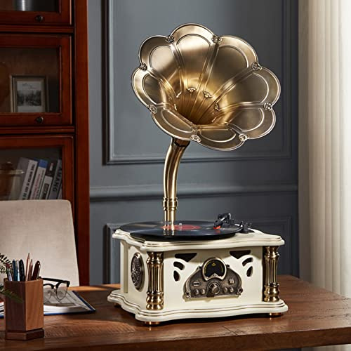 ROUOHUD Tocadiscos Retro Gramófono, Vinilo Registro Jugador Tocadiscos estéreo Plato giradiscos Plato Vinilo de 3 velocidades con Altavoces incorporados (estéreo, 33/45/78 RPM) (Color: Mi)