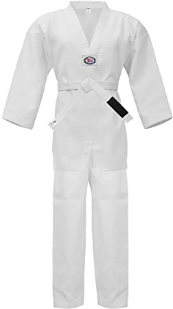 PFG Taekwondo Uniform - Kids Adults Unisex - White Belt Included (White, 0000)