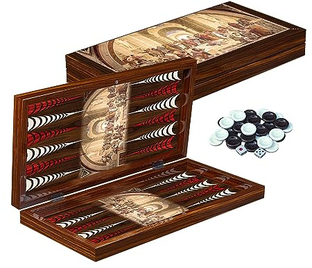 PrimoLiving Deluxe Backgammon in legno Set da gioco Planton S - 28,5 x 28 cm
