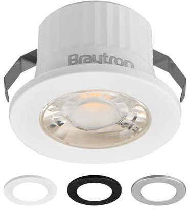 Braytron LED Minispot 3W Minileuchte Einbauspot Einbaustrahler inkl. 3 Blenden IP54 230V (warmweiß 3000k)