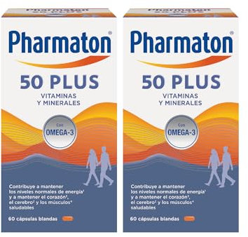 Pharmaton 50+ - Multivitamínico con Omega 3-120 cápsulas - Ayuda a mantener la energía a partir de los 50 años