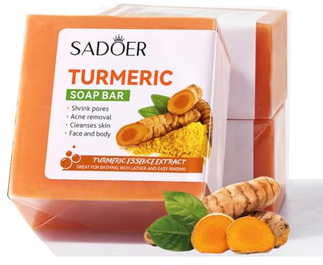 Savon naturel au curcuma, savon artisanal au curcuma pur pour le visage et le corps, correcteur d'acné, de points noirs, hydratant, efface les ridules, raffermissant, amical