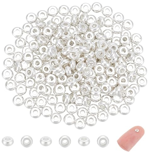 UNICRAFTALE 200 cuentas espaciadoras redondas planas de metal para hacer pulseras, collares, joyas, manualidades, agujero de 1 mm