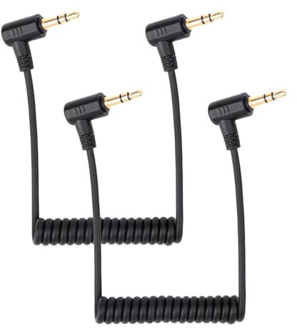 2pcs 3.5mm Microphone Cable, Mic Cord for Cameras Microphone Cable Compatible with DJI Mic 2 & Rode Microphone Wireless Pro Coiled Dual 3.5mm TRS Patch Cable Audio Mic