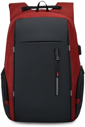 FANDARE Laptop ryggsäck för män med USB-flygplan Ryanair handbagage kvinnor dagryggsäck med reflektorränder handväska reseryggsäck skolväskor weekendare arbete dagsryggsäck, röd, L