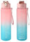 Xingdianfu Trinkflasche, 800ml Wasserflasche mit Strohhalm, Trinkflasche Sport Auslaufsicher mit Zeitmarkierung, Sportflasche für Fitness, Schule, Yoga, Outdoor (Rosa)