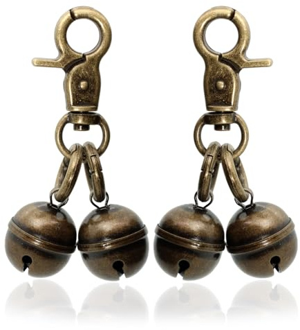 KITTAIL ​Copper Bells for Dog Training to Go Outside - 2 Pack Lobster Clasp Dog Collar Bell, Durable Loud Jingle Bells for Small/Medium/Large Dogs