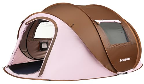 EchoSmile Omedelbar pop up campingtält 4-8 sits, ultralätt bärbart familjetält, vindtätt och vattentätt för picknick, vandring och utomhusaktiviteter