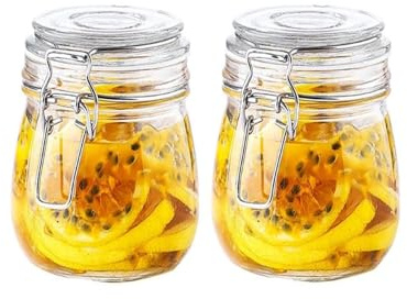 Qtuie Korrosionsbehållare 500 ml med Swing Top Set 2 förvaringsbehållarlock, förseglat fermenteringsglas, korrosionsbehållare 500 ml för köksskydd, spannmål, socker, spagettiförvaring med förseglad