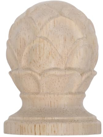 Angoily Remate de Madera Tallada Piña para Decoración de Interiores, Poste 4x6 Cm, Estilo Europeo, Accesorio Versátil para Barras de Cortina y Postes de Cama, Diseño Artesanal