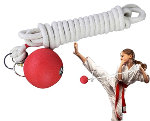 gifyym de Dardos de Cuerda, Pelota de Entrenamiento elástica de Goma sólida con Cuerda de algodón de 350 cm, Equipo de Fitness de Artes Marciales Resistente para práctica de Kung Fu Wushu