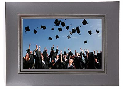 Kenro Grey Cardboard Strut Mount Photo Frame 7x5 Inch 13x18cm Presentation with Silver Border Pack of 50