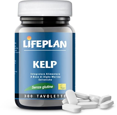 Kelp Integratore Iodio Puro e Potassio da Alga Kelp (300 Compresse Vegan, Scorta 10 Mesi) LIFEPLAN Kelp - Iodio Integratore, Potassio Integratore, Calcio Integratore da Alghe Marine Selvatiche Kelp