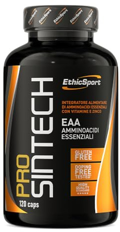 EthicSport - Prosintech - Barattolo da 120 cps - Integratore Alimentare di Amminoacidi Essenziali (EAA) con Vitamine e Zinco, utile per massimizzare la sintesi proteica