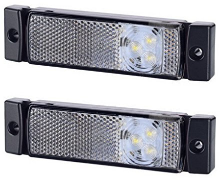 2 x 3 SMD LED Weiß Begrenzungsleuchte Seitenleuchte mit Reflektor 12V 24V E-Prüfzeichen Positionsleuchte Auto LKW PKW Lampe Leuchte Licht Universal