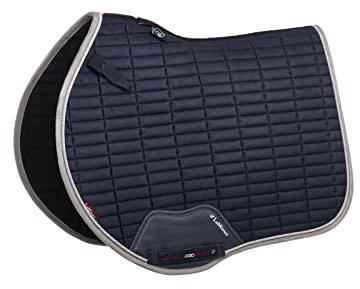 LeMieux Show Jumping Suede EuroJump Square Saddle Pad - English Saddle Pads for Horses - Equestrian Riding Equipment and Accessories (Navy - Large)