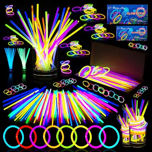 Bastoncini luminosi premium da 8 pollici con connettori: gadget per matrimoni di compleanno braccialetti con luci fluorescenti collane al neon bomboniere riempitivi per feste per bambini, 200 pezzi