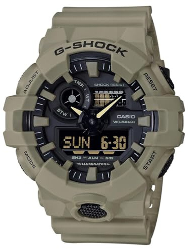 Casio Men's Watch XL Series G-Shock Quartz 200M Water Resistant, Shock Resistant, Matte Tan Resin Finish, Durable Men's Wrist Watches, Digital Casio G-Shock for Men (Model GA-700UC-5ACR)