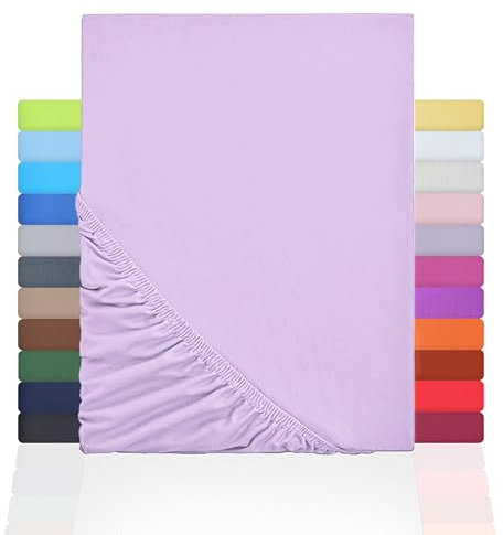 NatureMark Jersey Spannbettlaken, Spannbetttuch 100% Baumwolle in vielen Größen und Farben MARKENQUALITÄT ÖKOTEX Standard 100 | 140 x 200 cm - 160 x 200 cm - Flieder/Lavendel
