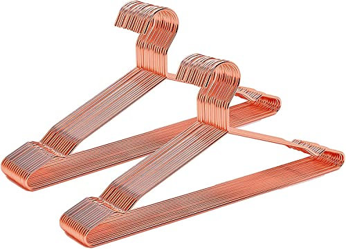 Amber Home 20 Stück 43cm Roségold Eisen Kleiderbügel, Metall Rotguß Rot Kupfer Kleiderbügel aus mit Rutschfester Nut für Anzug T-Shirt Hemd Jacke Kleid Hose, Robust und Haltbar