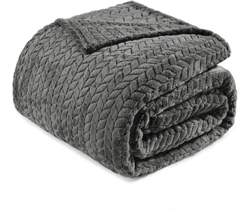 Exclusivo Mezcla mjuk fleecefilt för säng, king size, mörkgrå