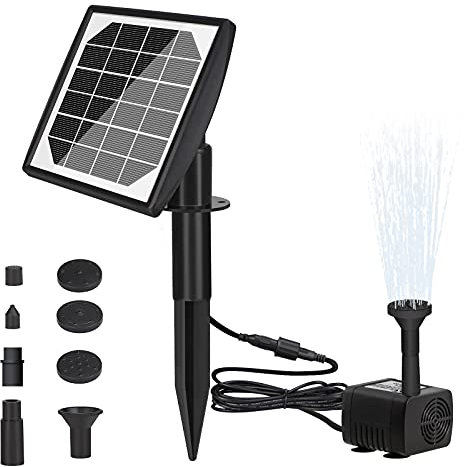 LEDGLE 2.2W Solarpumpe Solar Springbrunnen Pumpe Wasser Brunnen Panel 7 Verschiedenen Spray Köpfe, Teichpumpe für Außen 200 L/H Förderleistung für Vogel Bad, Teich, Aquarium, Fontänen, Garten