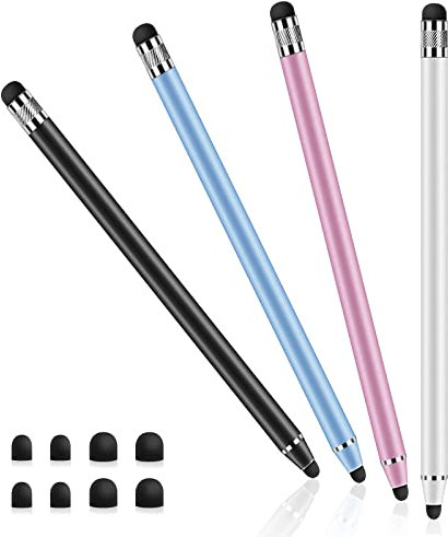 4 Stück Tablet Stift für Alle Tablet, 2 in 1 Hohe Empfindlichkeit Gummi Kapazitive Stylus Handy Touchscreen Stift Universelle Touch Pen für iPhone Galaxy Xiaomi Smartphone, iPads und Allen Touchscreen