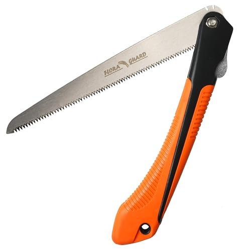 FLORA GUARD 8.2 Inch Folding Pruning Saw, Hand Saw with TPR Soft Grip and Safey Lock, Sturdy and Lightweight, for Garden or Tree Pruning, Camping