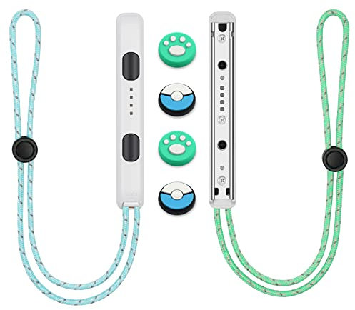 Vicloon Gamepad Handschlaufe für Switch Joy-Con Controller - 1 Paar Mit 2 Joystick-Kappen, Ersatz für Joycon (Schwarz)