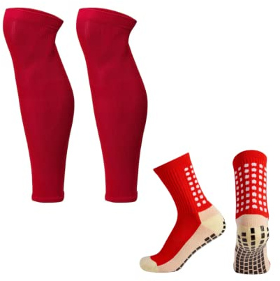 KAIK. Football Grip Socks Team Colour Set, Grip Socks and Football Cut Socks (Red)