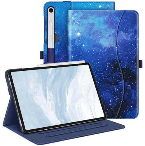 FINTIE Coque pour Samsung Galaxy Tab S10 Lite 10.9 Pouces 2025 et Galaxy Tab S10 FE/S9 FE 10.9”/S9 11”, Housse Multipositions, Etui avec Poche de Document, Sommeil/Réveil Auto, Ciel Étoilé