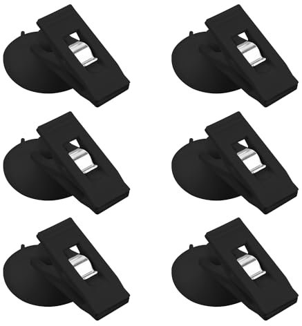 6pcs Pince à Ventouse, Ventouse avec Pince Clips de Rideau de Douche Coupe-Vent Support pour Douche Réfrigérateur Accessoires de Maison Suspendus Camping-Car et Voiture