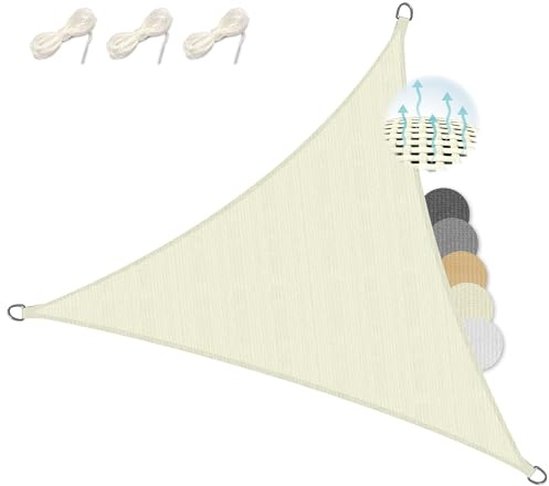 Sol Royal Voile d'Ombrage Triangulaire 2x2x2 m HDPE SolVision HS9 – Toile Ombrage Tissue Respirant & UV Protection Solaire Balcon, Piscine – Voile Jardin Terrasse Patio 200x200x200 cm Beige